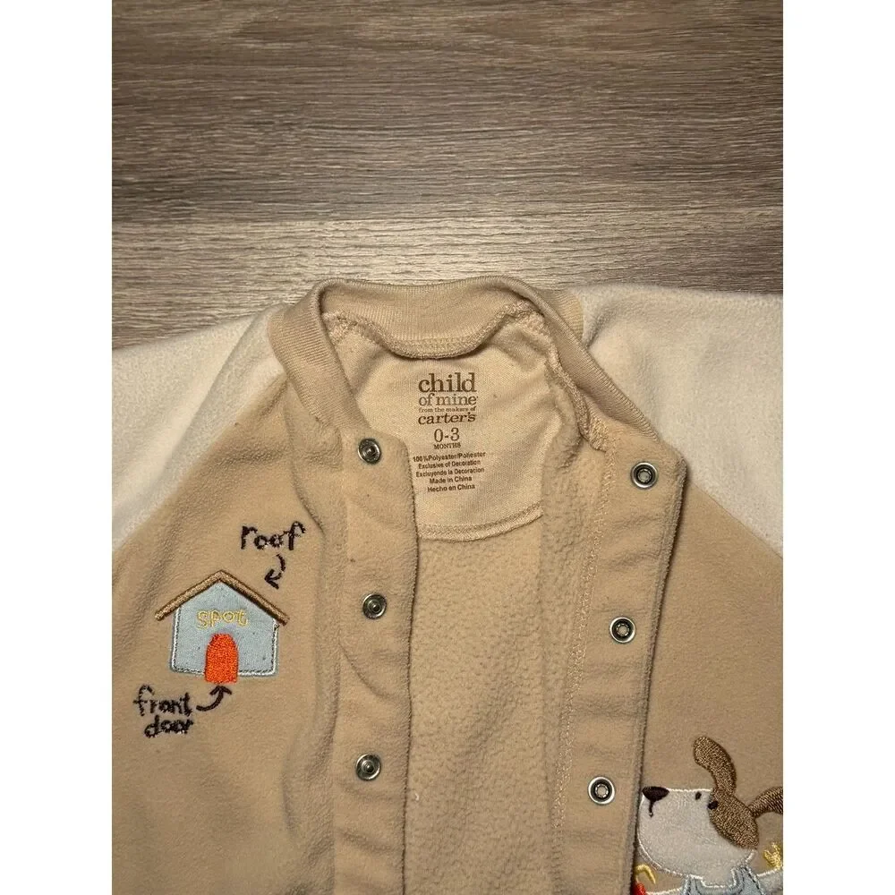 Child of Mine by Carters Baby Fleece Footed Pajamas Sleep Puppy Tan Cream 0-3 M